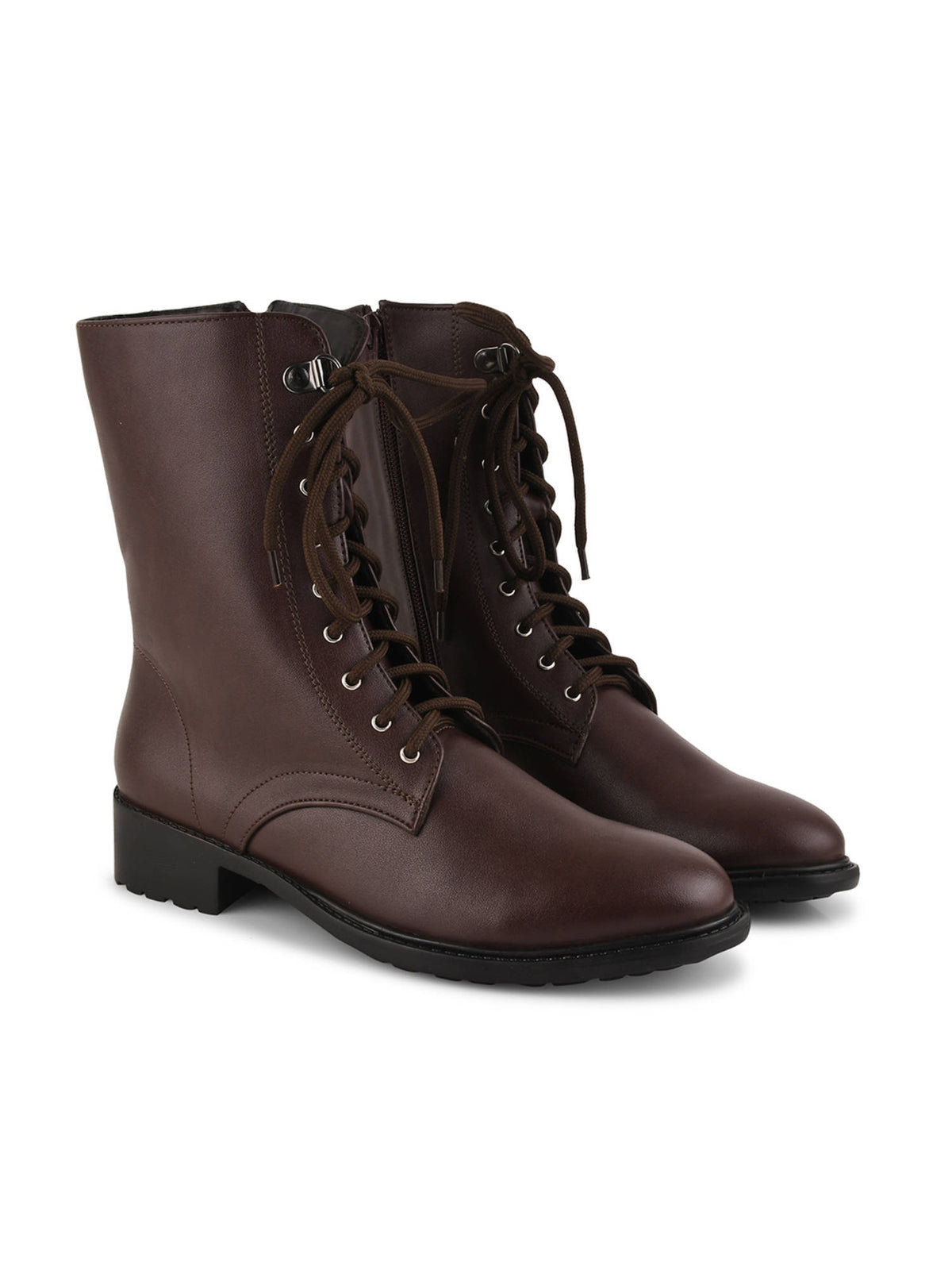 Black Solid Lace Up Casual Boots | BT61 - view 14