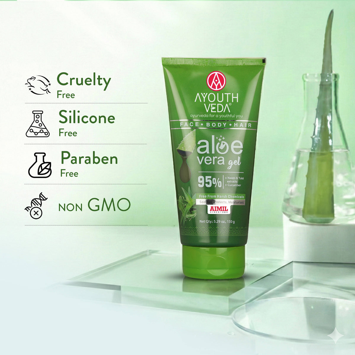 95% Pure Aloe Vera Gel - Multipurpose Hydration For Skin, Body & Hair | H02 - view 3