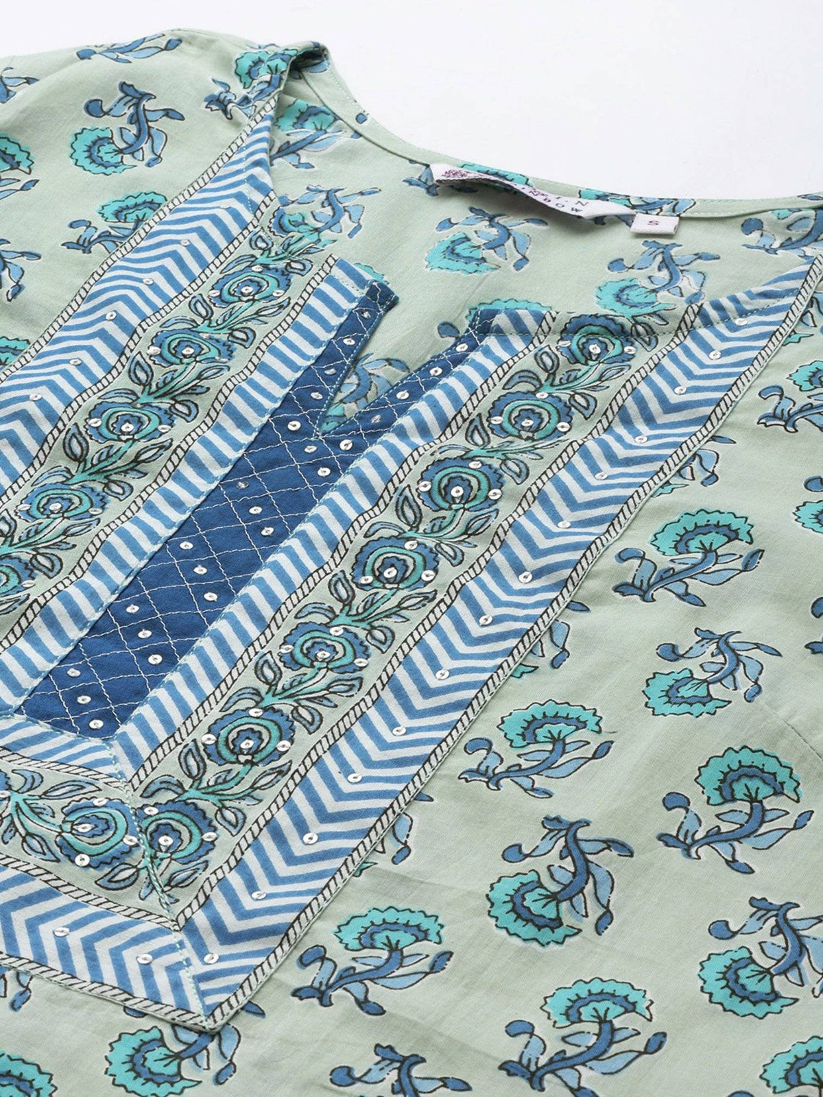 Women Blue Floral Printed Straight Kurta | U3S - view 2