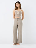 Nuon Brown Striped Bow-Detail Top