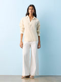 LOV Light Beige Floral Embroidered Blouse