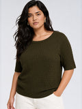 Gia Olive Knit-Textured Top