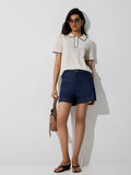 LOV Off-White Knit-Textured Top