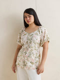 Gia Multicolour Floral Pattern Cotton Peplum Top