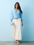LOV Blue Floral Embroidered Blouse