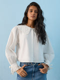LOV White Embroidered Cotton Blouse
