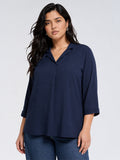 Gia Navy Solid Blouse