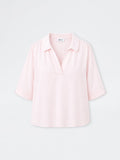 Gia Light Pink Solid Cotton-Blend Blouse