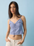 Nuon Blue Gingham Checkered Cotton Top
