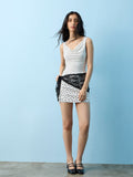 Nuon White Polka Dot Cowl-Neck Top