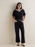 Gia Black Collar-Detail Top