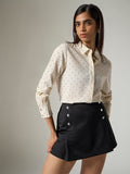 Wardrobe Cream Polka Dotted Shirt