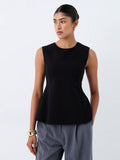 Wardrobe Black Solid Peplum Top