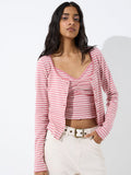 Nuon Pink Striped Cotton Top