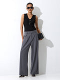 Wardrobe Black Ribbed Button-Detail Top