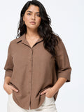 Gia Dark Taupe Solid Cotton Shirt