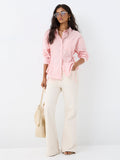 LOV Pink Checkered Tie-Up Detail Cotton Shirt
