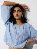 LOV Light Blue Textured Blouse