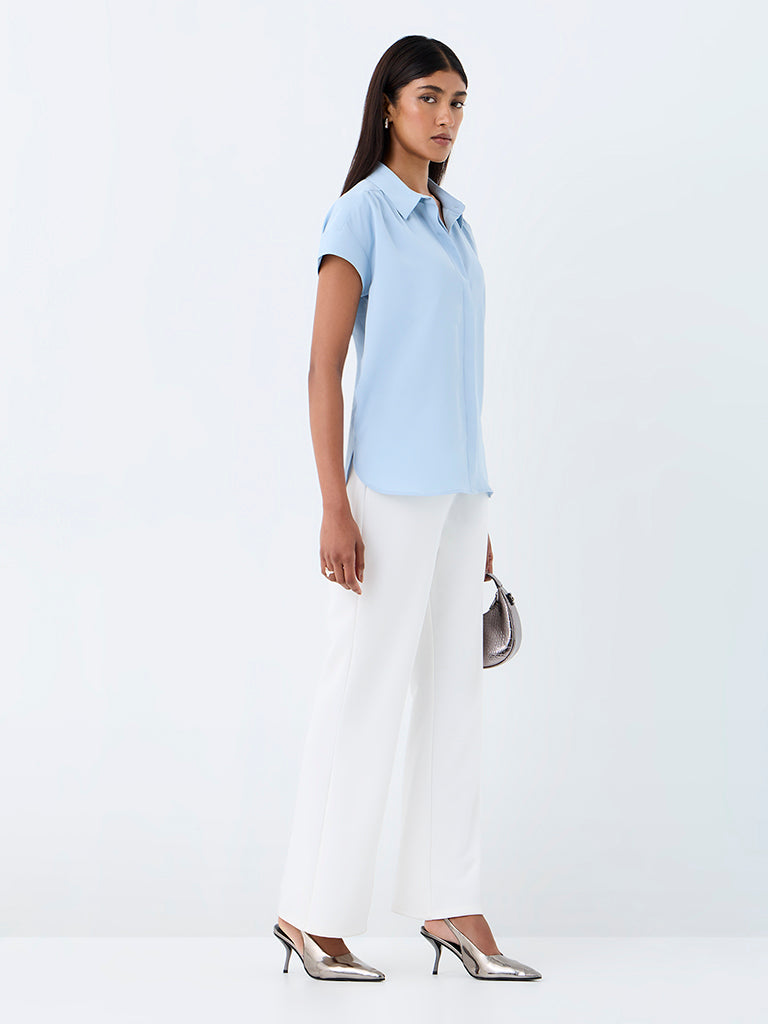 Wardrobe Light Blue Solid Shirt