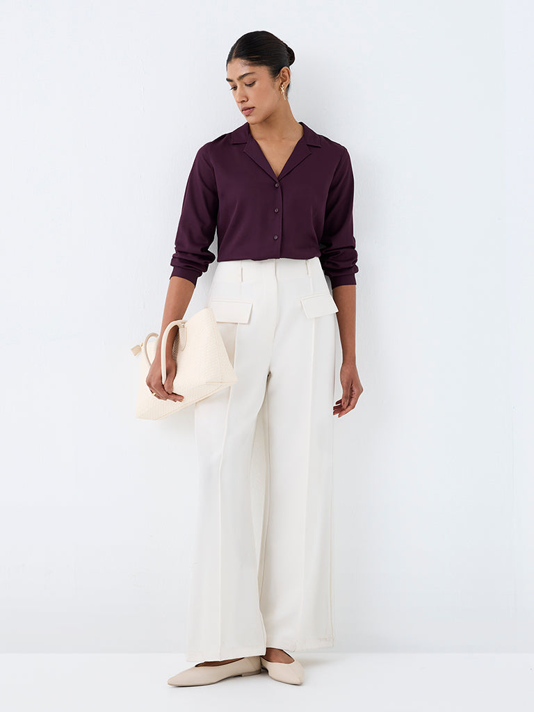 Wardrobe Dark Plum Solid Shirt