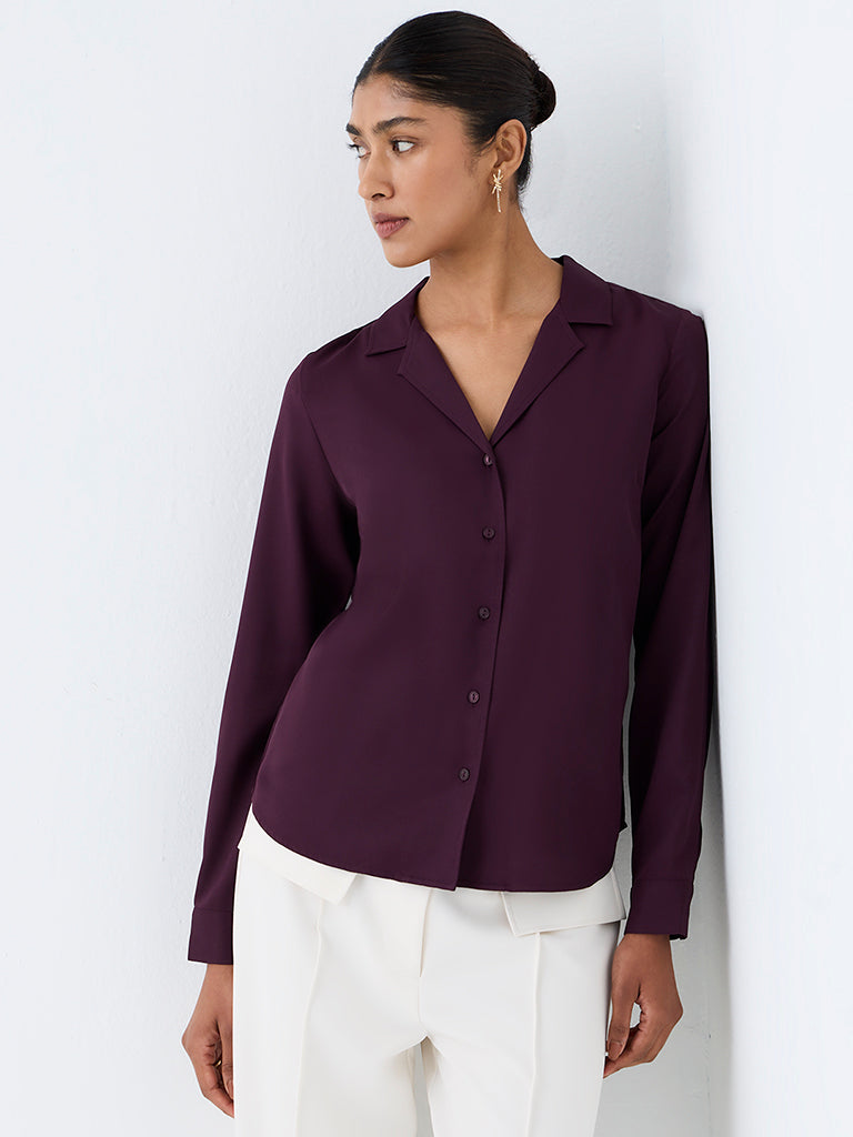 Wardrobe Dark Plum Solid Shirt