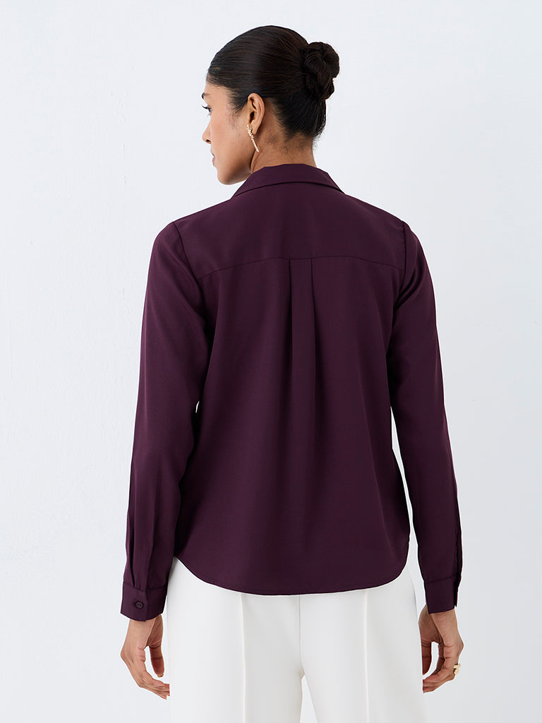 Wardrobe Dark Plum Solid Shirt