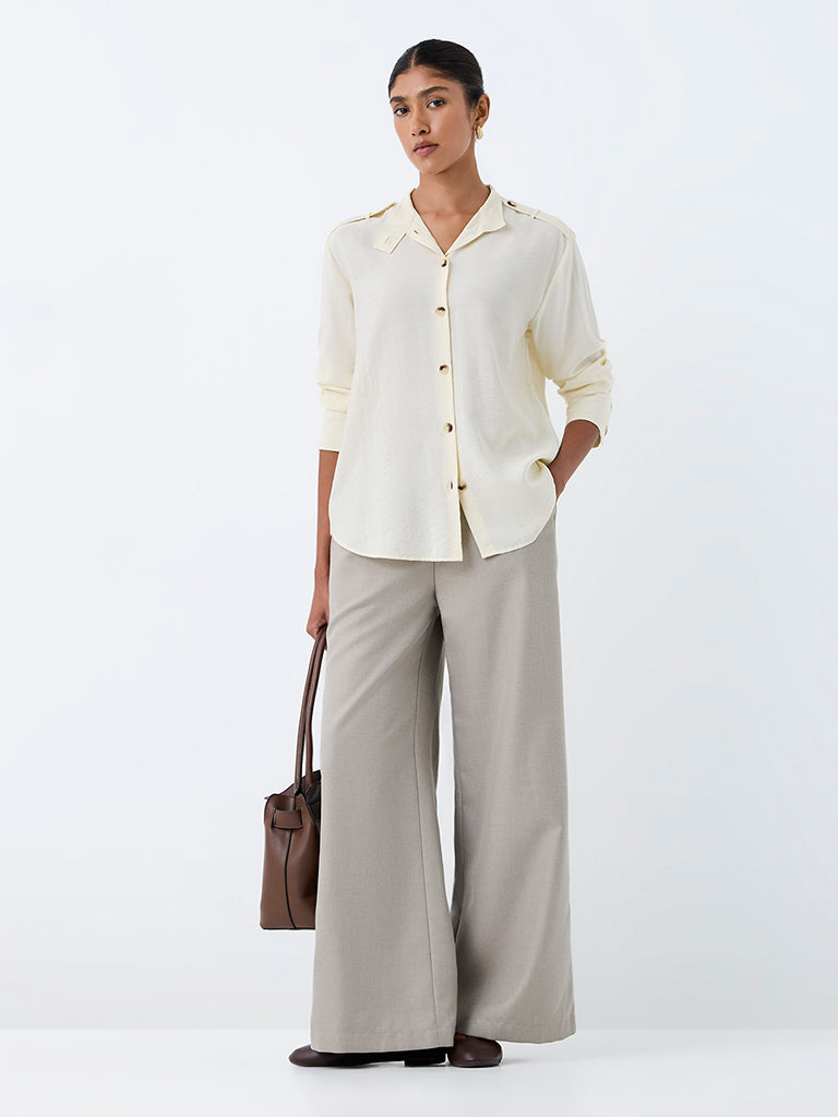 Wardrobe Cream Solid Shirt