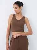 Nuoflexx Brown Ribbed-Textured Top