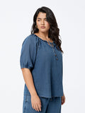Gia Navy Polka-Dot Printed Shirt