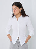 Nuon White Solid Cotton Shirt