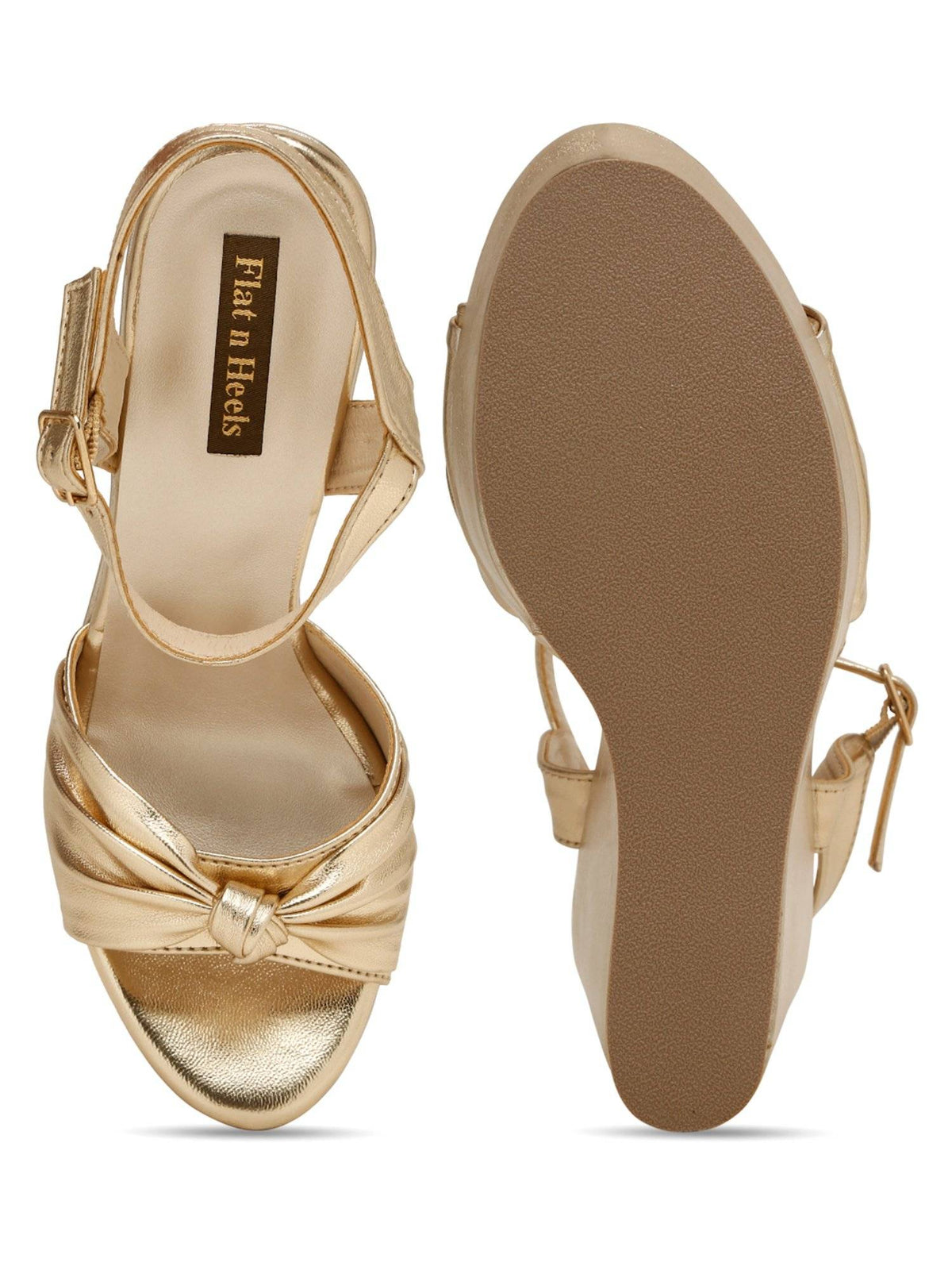 Women Gold Wedges Heels | H78 - view 2