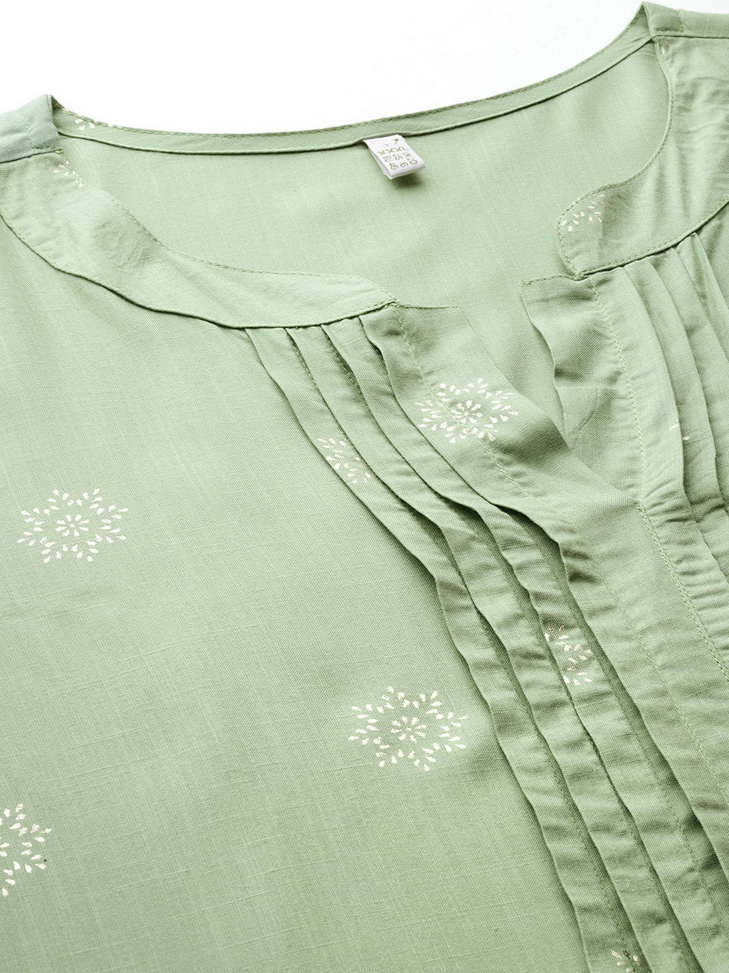 Plus Size Green Mandarin Neck Viscose Rayon Gota Kurta | FY93 - view 2