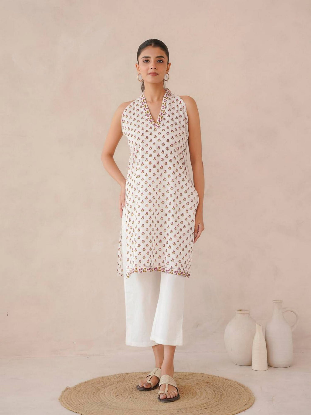 Women Indigo V-Neck Sleeveless Kurta | KDG - view 51