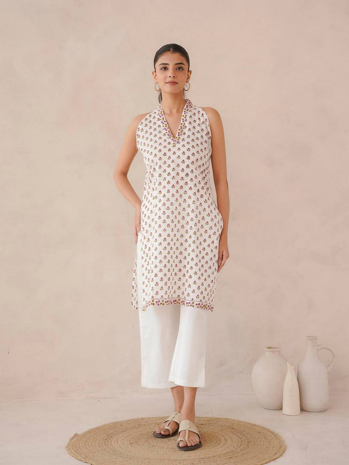 Women Indigo V-Neck Sleeveless Kurta | KDG - view 51