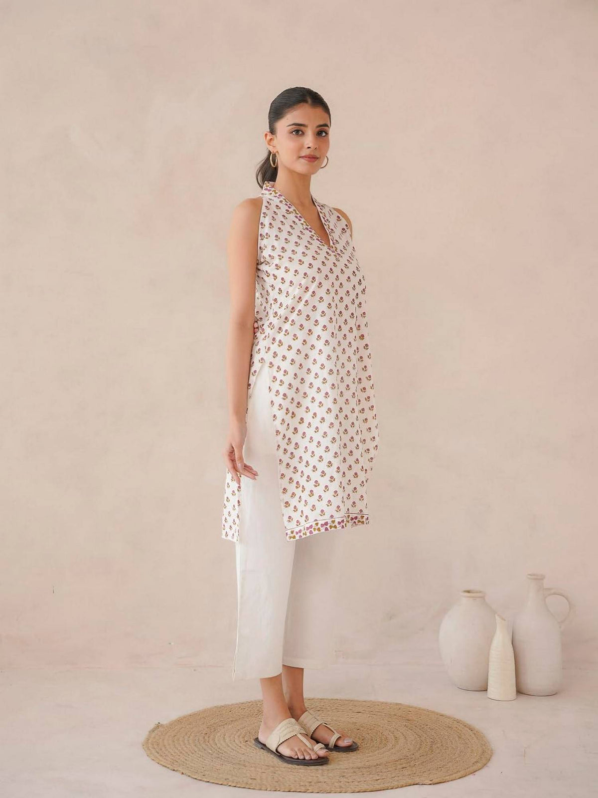 Women Indigo V-Neck Sleeveless Kurta | KDG - view 52