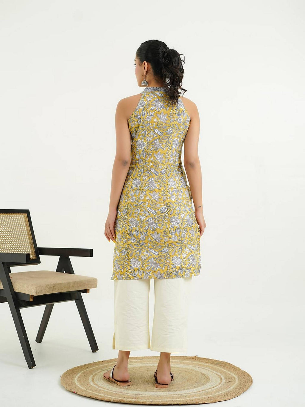 Women Indigo V-Neck Sleeveless Kurta | KDG - view 37