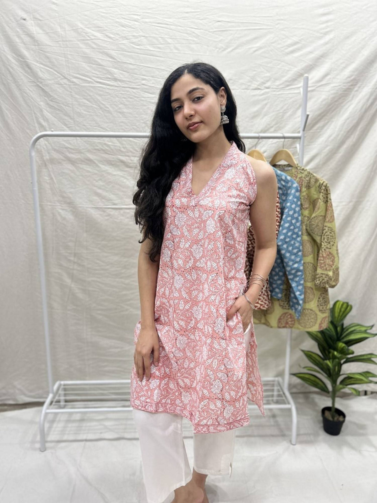 Women Indigo V-Neck Sleeveless Kurta | KDG - view 55