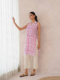 Women Indigo V-Neck Sleeveless Kurta | FY93 - view 6