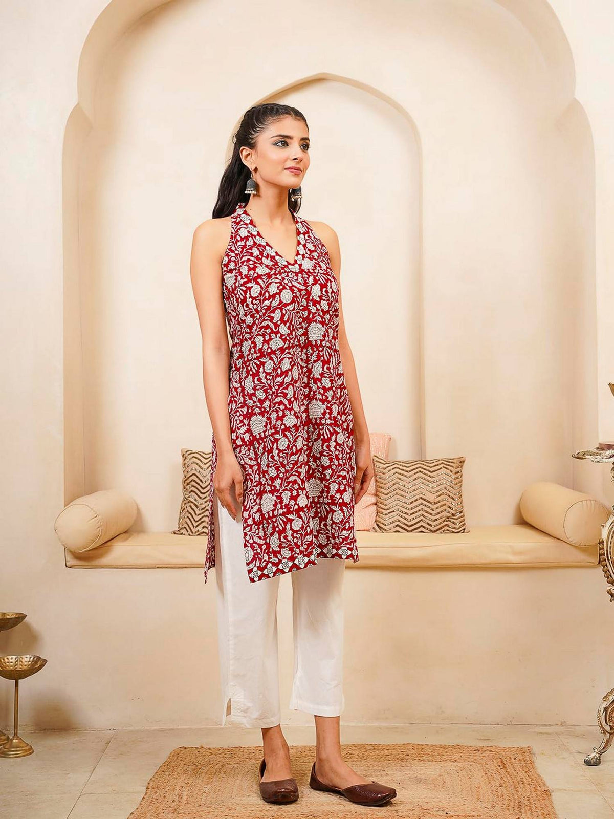 Women Indigo V-Neck Sleeveless Kurta | KDG - view 23