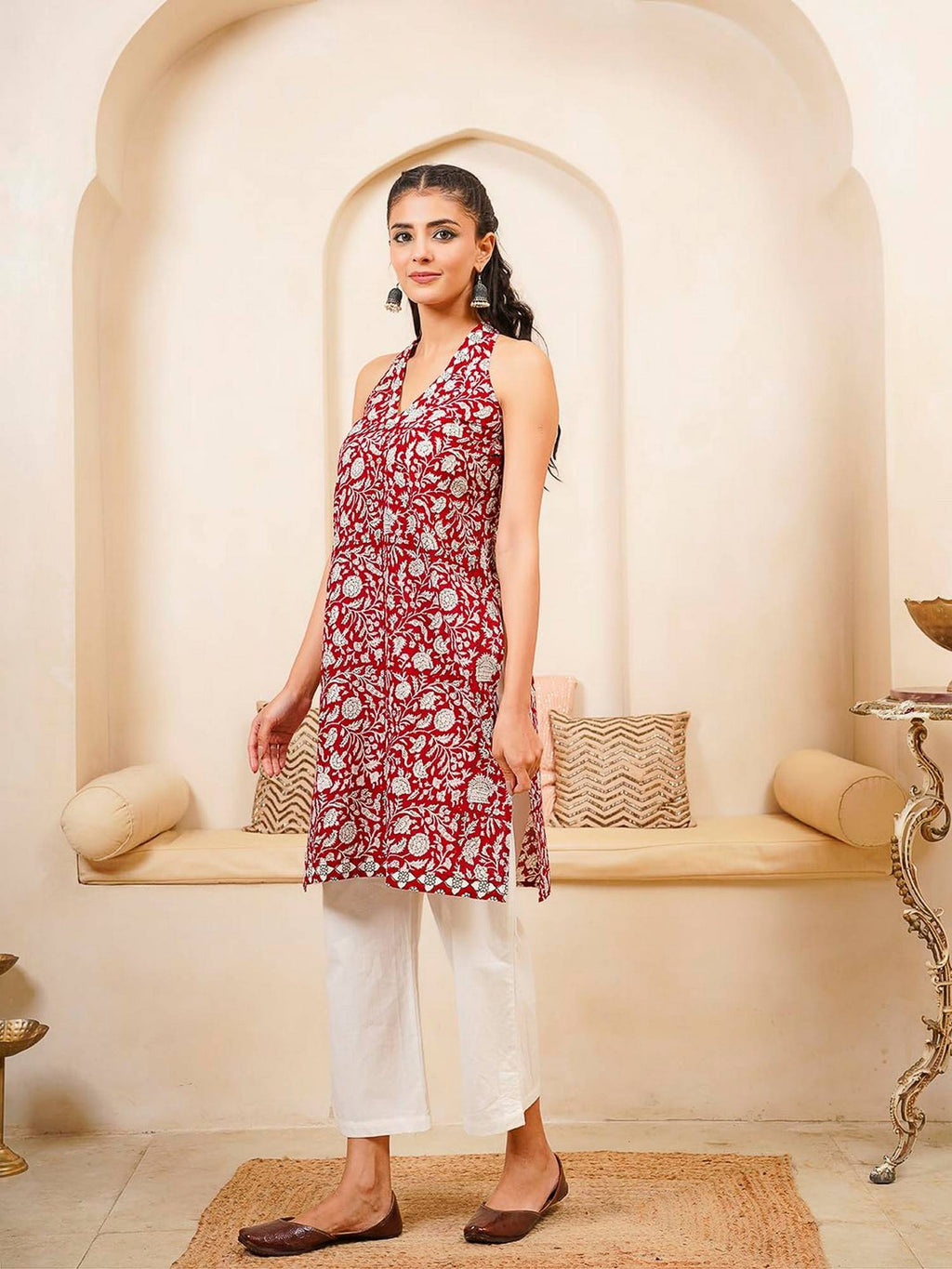 Women Indigo V-Neck Sleeveless Kurta | FY93 - view 13
