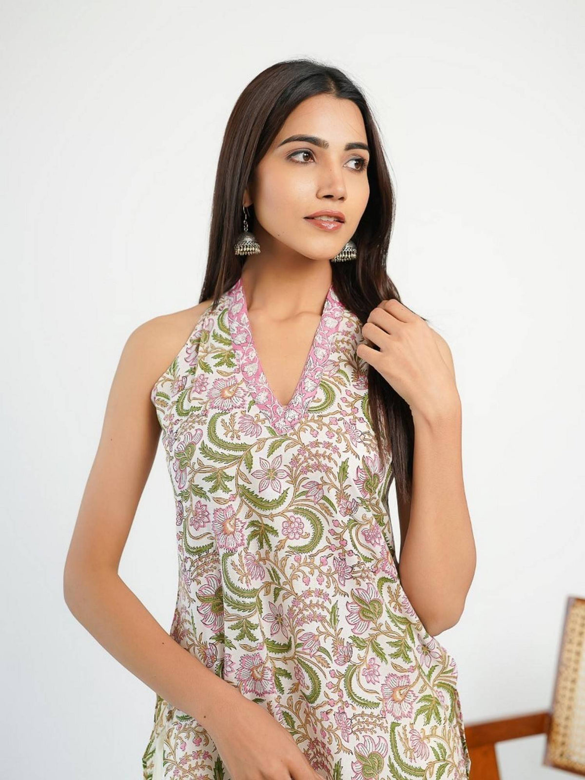 Women Indigo V-Neck Sleeveless Kurta | KDG - view 48