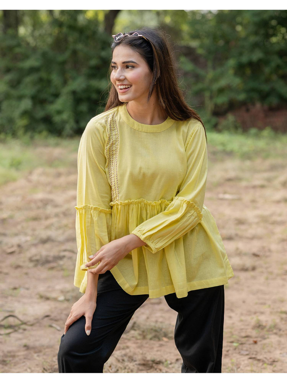 Peplum Yellow Top | pt51 - view 1