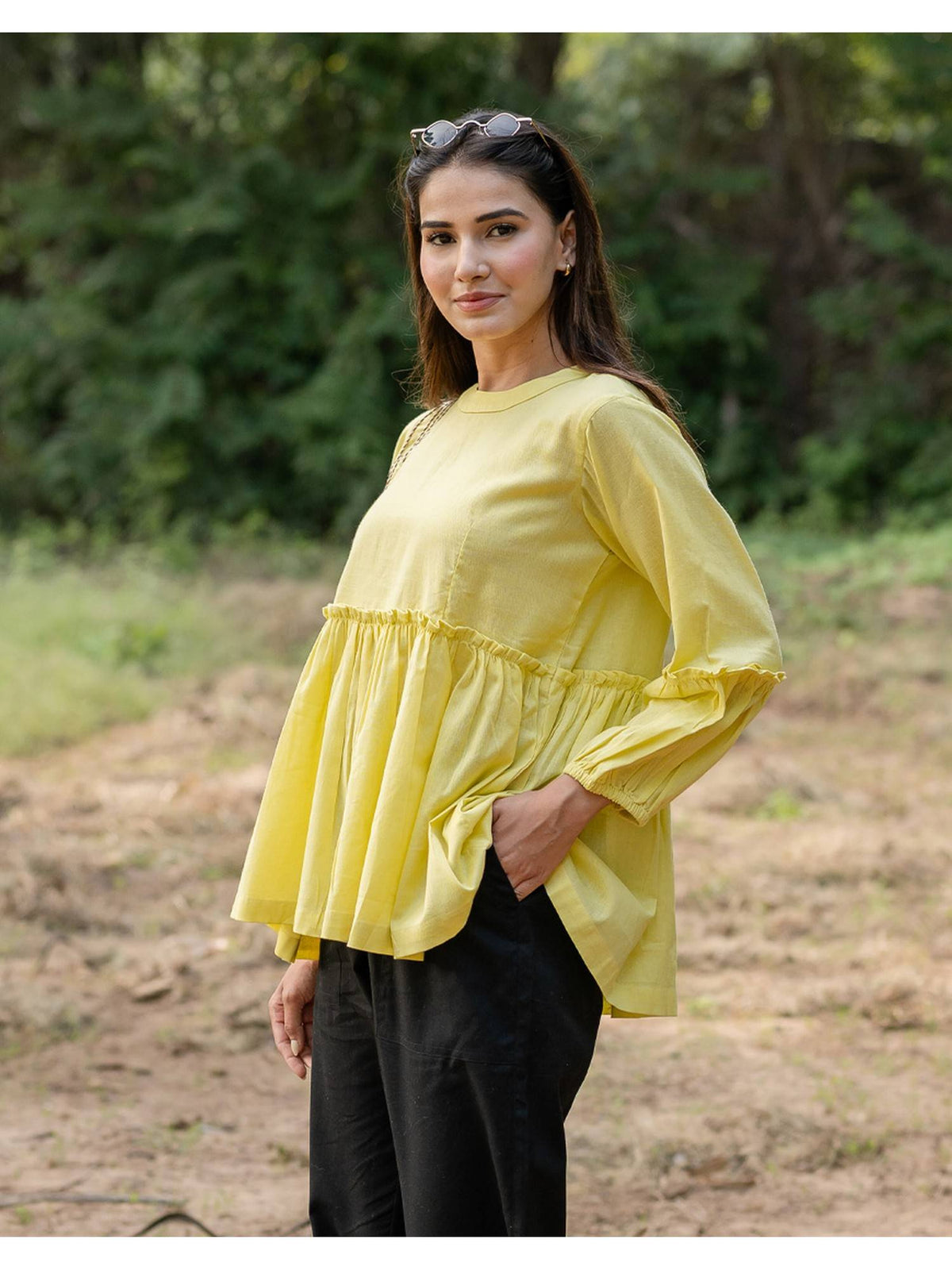 Peplum Yellow Top | pt51 - view 2