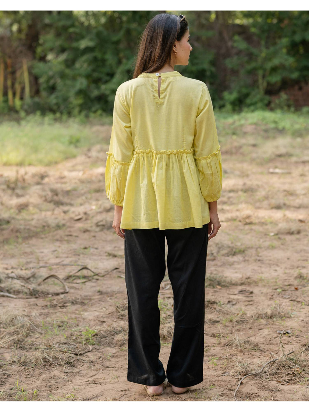 Peplum Yellow Top | pt51 - view 3