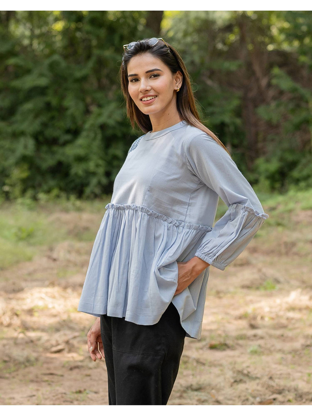 Peplum Blue Top | pt51 - view 2