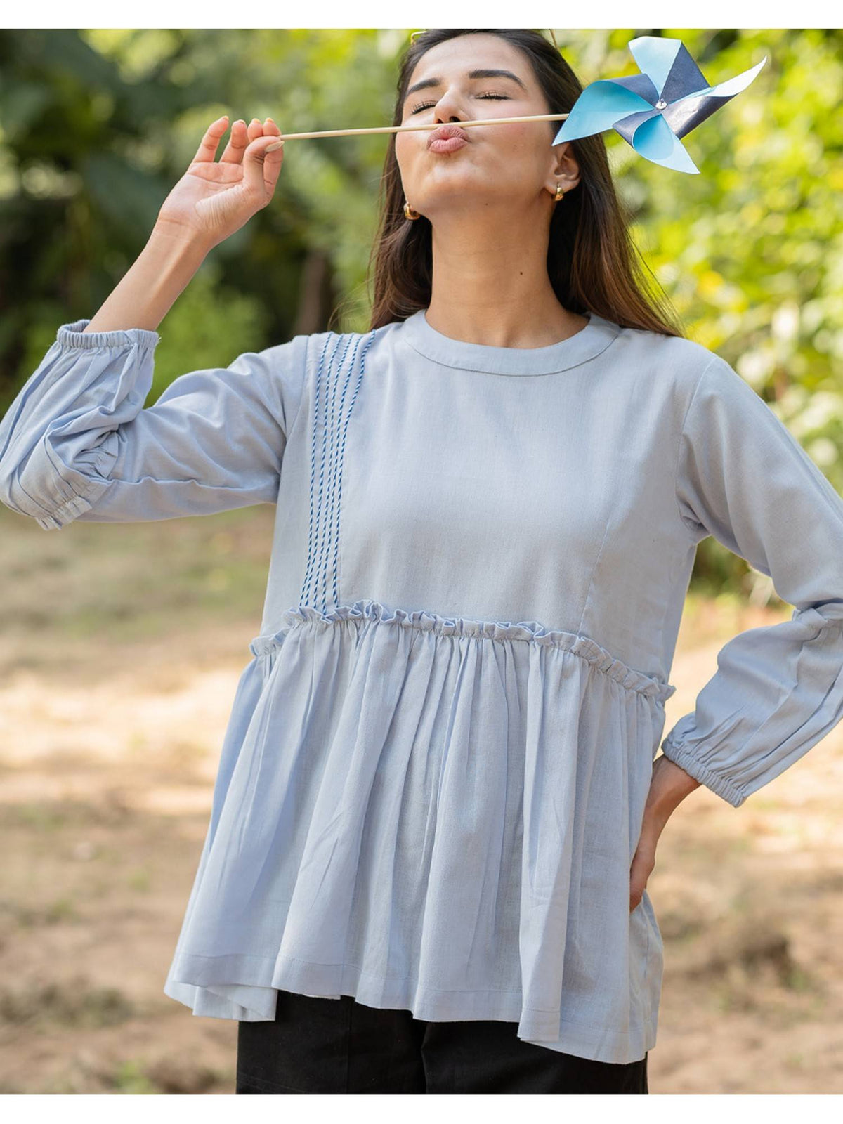 Peplum Blue Top | pt51 - view 7