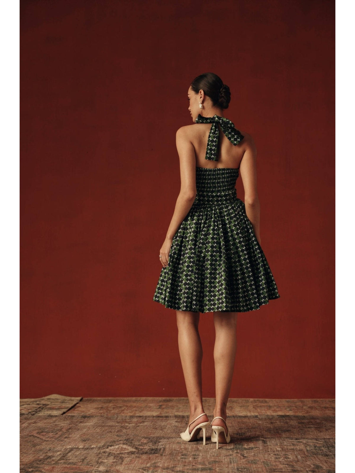 Women Green Cotton Mini Dress | D56 - view 2