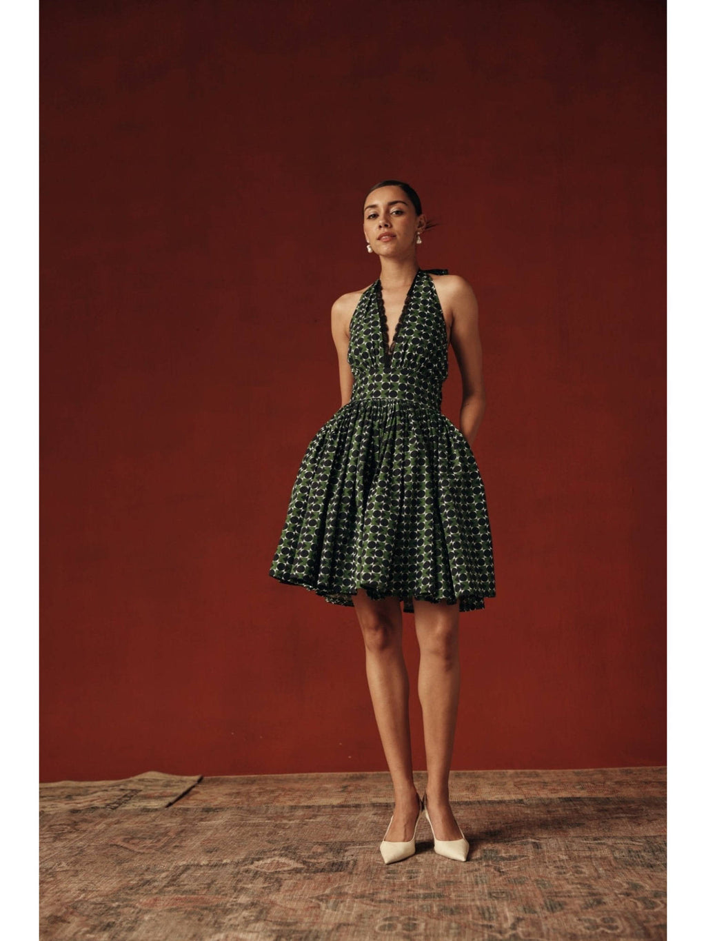 Women Green Cotton Mini Dress | D56 - view 4