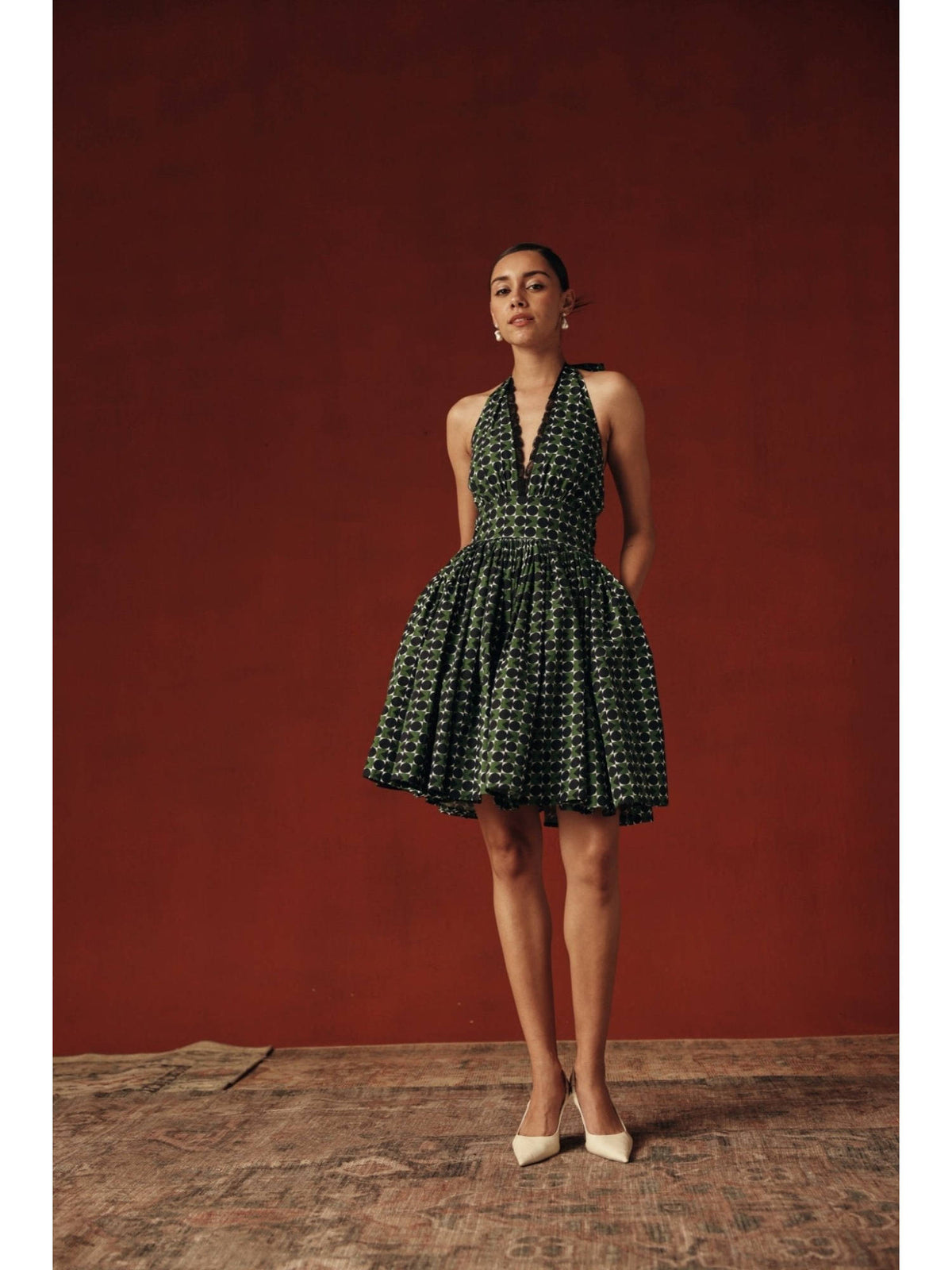 Women Green Cotton Mini Dress | D56 - view 4