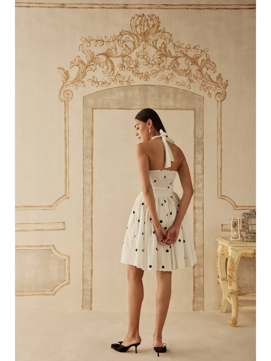 Women White Cotton Mini Dress | D56 - view 2